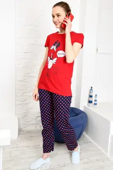 

Trend Alacati Style Women Gray Printed Pajamas set ALC-X3928