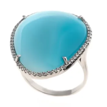 

Silver ring with glass and cat eye