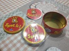 SPOT IT-Juego de cartas con caja de Metal, Enjoy It para reuniones familiares, Zoo, doble HP, rojo clásico, MLG💥2020 de alta calidad