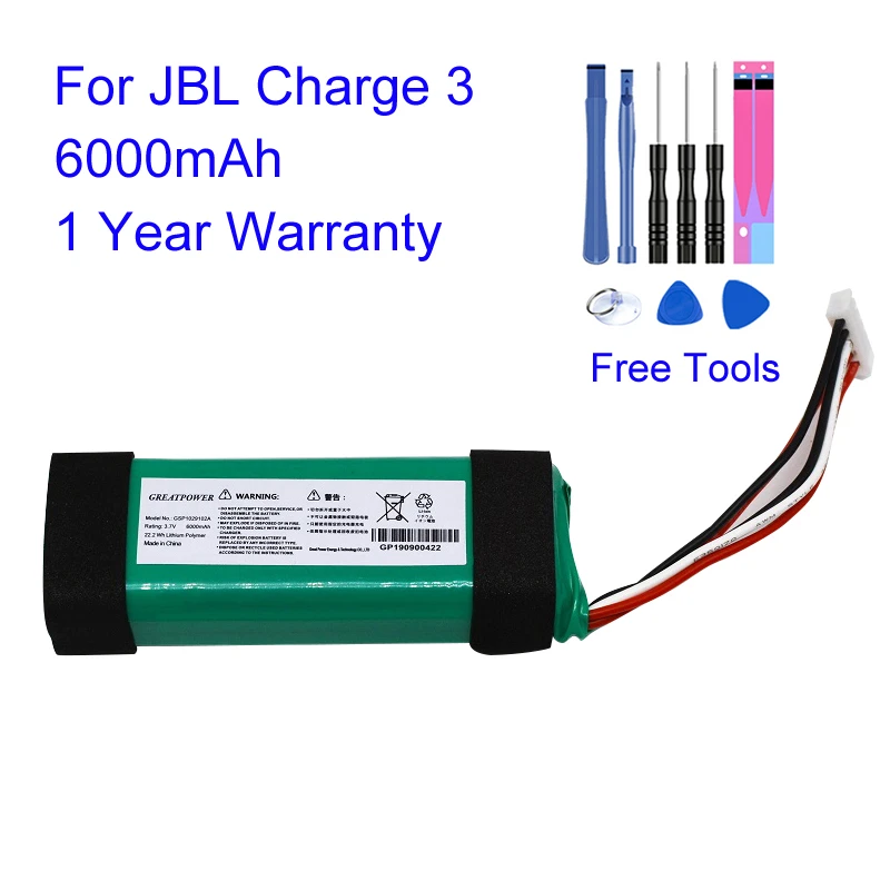3.7V 6000mAh Battery Bateria GSP1029102A For JBL Charge 3 Original  Replacement Bluetooth GreatPower Genuine Loudspeaker Speaker|Digital  Batteries| - AliExpress