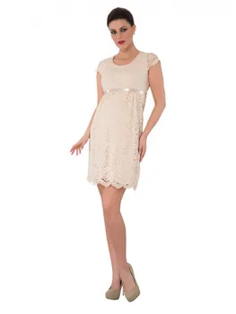 

Filet lace Satin Belt Evening Dress