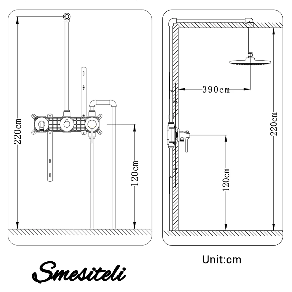 Smesiteli Shower System Set  Brushed Gold Wall Mount Bathroom Faucet Hidden Brass Hot Cold Valve Bath Shower Rain Shower Kit 4