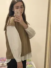 FSDA-suéter tejido tipo Chaleco con escote en V para mujer, Jersey informal de color caqui sin mangas, Jersey gris para otoño e invierno, 2020