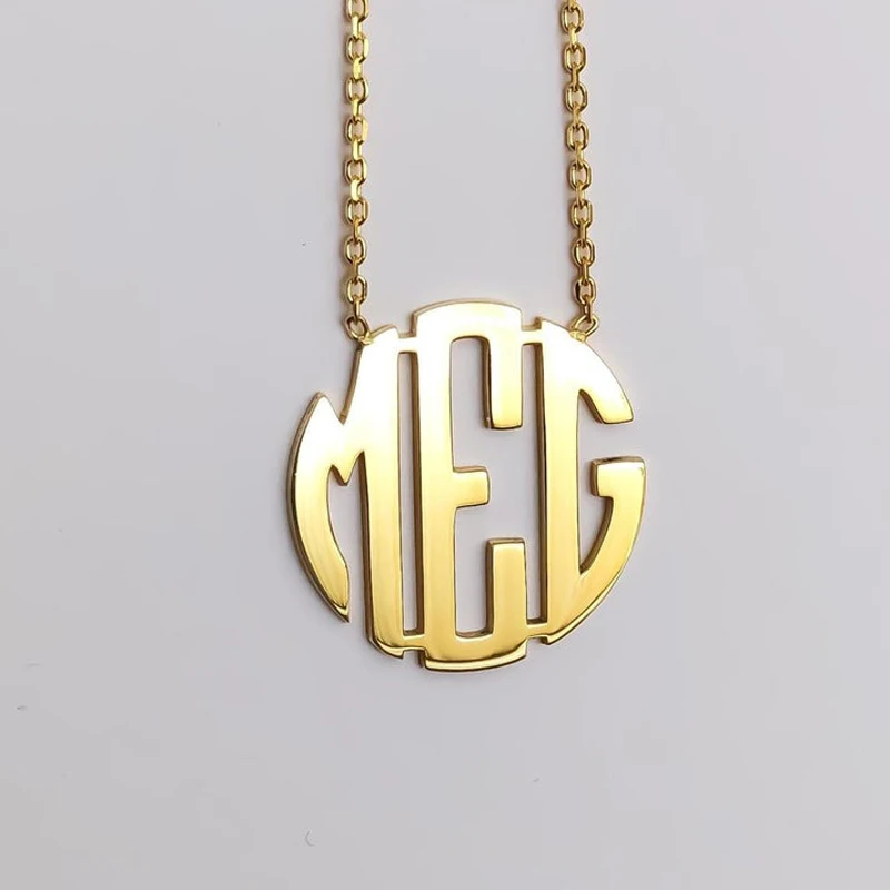 

Custom Block Monogram Necklace Silver Gold Chain Stainless Steel Customized Personalized Dainty Initials Necklace Moms Jewelry