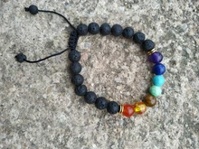 7 Chakra encantos pulseras piedra de Lava para hombres y mujeres aceites esenciales difusor cuentas de piedra Natural de la cadena de moda joyería hecha a mano