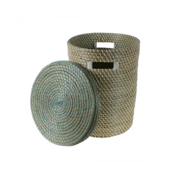 

Storage basket medium lifelike fiber with lid. Measurements: 40x Ø 34 cm.