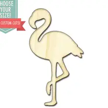 Фламинго вырезанный по дереву-на заказ Выберите свой размер-лазерная резка Деревянные Художественные товары для рукоделия Настенный декор свадебный детский DCS0192