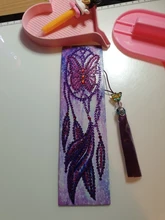 5D DIY diamante marcapáginas pintado de cuero de libro con borla marcas bordado en forma de diamante especial DIY