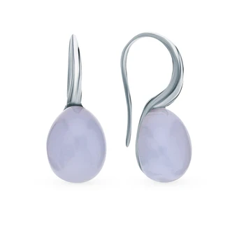 

Silver earrings with chalcedony sunlight sample 925