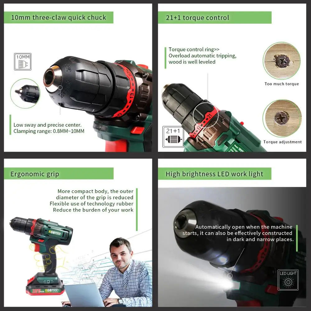 KGB TOOLS компактная аккумуляторная дрель шуруповерт на платформе 18 В с