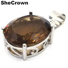 22x15 мм красивый Овальный 18x15 мм создан дымчатый топаз подарок для женщин серебряный кулон