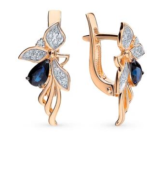 

Gold earrings with sapphires and diamonds sunlight sample 585