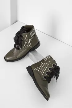 

ILVi-Genuine Leather Handmade Savva Women's Boot Khaki Leather Women Shoes 2020 Spring Summer (Made in Turkey)