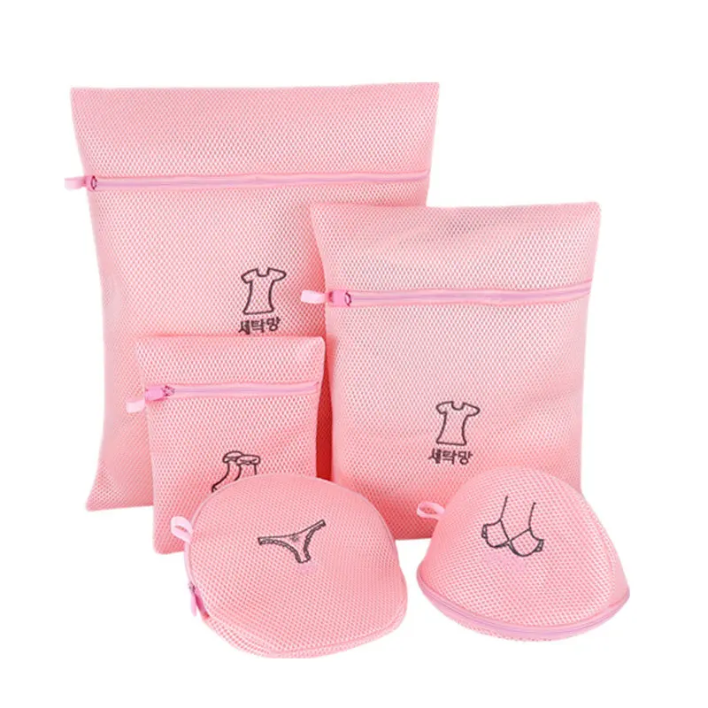 3 Colors Embroidery Laundry Bag Protected Underwear Bra Socks Dedicated Washing Pouch Zipper Mesh Lingerie Bra Laundry Wash Bags
