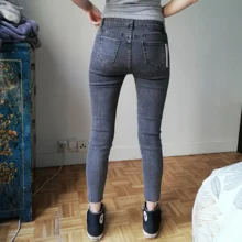 Pantalones vaqueros de talla grande para mujer, vaqueros negros, pantalones elásticos femeninos, ajustados