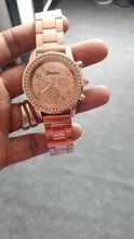 Reloj de lujo con diamantes de Ginebra para Mujer, cronógrafo de cuarzo con tachuelas de acero y tres ojos, a la moda