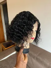 Peluca de Bob corto con onda de encaje en el agua, pelucas de cabello humano 13x4 con encaje frontal de Bob brasileño, corte Pixie Bob, peluca de cabello humano rizado