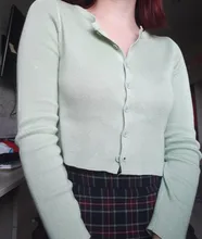 Estilo coreano de cuello corto de punto suéteres mujeres Rebeca delgada de manga sol protección Tops Ropa de Mujer