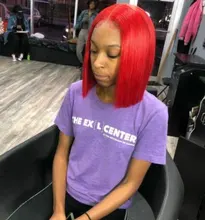 Hiébano-pelucas de cabello humano con encaje frontal para mujeres negras, pelo rojo corto Bob, nudos blanqueados, 180% brasileño, Remy, tipo T, 13x6