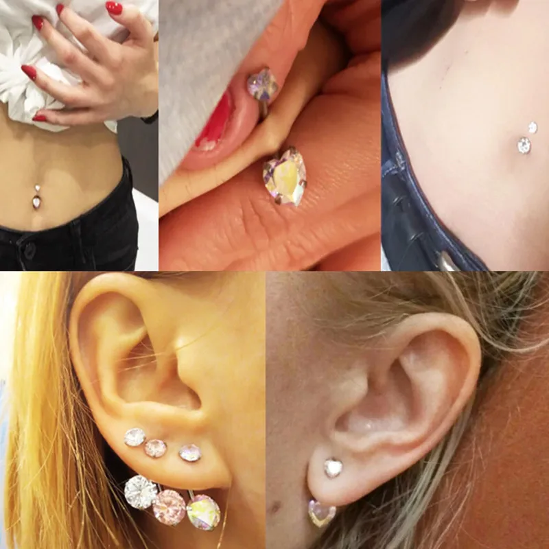 Piercing Jewelry Body Piercing Jewelry 1/2Piece Crystal Belly Button Piercing