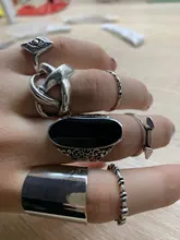 Tocona 6 unids/set Bohemia Color de plata antiguo Cross Arrow de diamantes de imitación negro anillos de encanto establece para las mujeres joyería de fiesta de кольца 3450