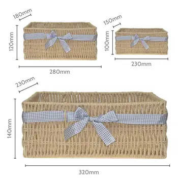 Set de 3 Cestas de Almacenamiento Cesta de Mimbre 3 Colores