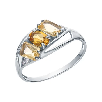 

Silver ring with cubic zirconia and citrine sunlight sample 925