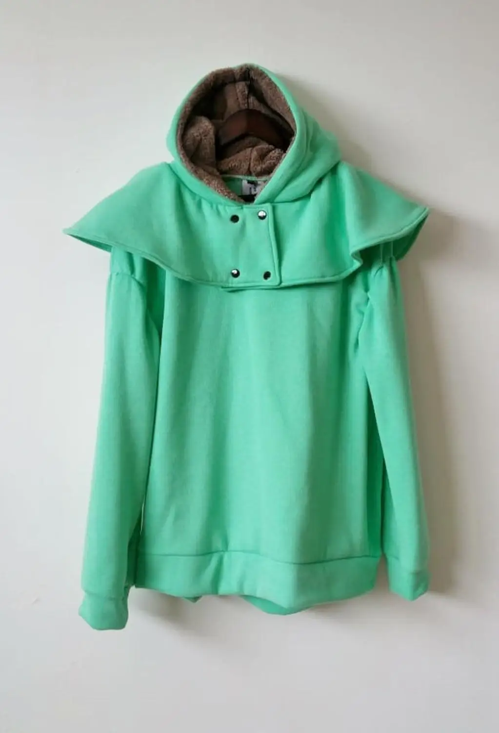 Cape Style Collar Pleated Hooded Sweatshirt Flared
