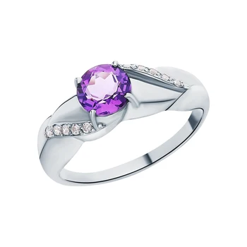 

Silver ring with amethyst and cubic zirconia sunlight sample 925