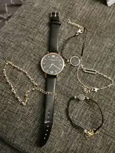 Reloj de pulsera analógico de cuarzo para Mujer, cronógrafo con correa de cuero de lujo, color negro, 5 uds.