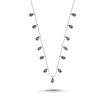 

Angemiel 925 Silver Drop Mystic Topaz Gemstone Pendant Necklace-Rhodium Plated