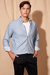 DeFacto мужская деловая Однотонная рубашка Повседневная тканая рубашка с длинными рукавами офисная Деловая одежда Топ рубашка Новинка-L0670AZ19AU