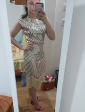 Summer Women Dress 1920s-Flapper-Dress Sequin-Fringe Party-Midi Great-Gatsby Sleeve O-Neck