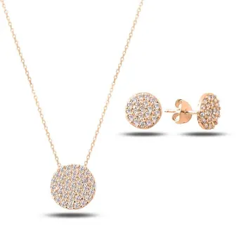 

Angemiel 925 Silver Zircon Stone Round Set - Rose Gold Plated
