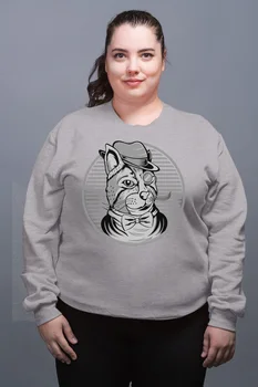 

Angemiel Wear Gentleman Cat Gray Female Sweatshirt