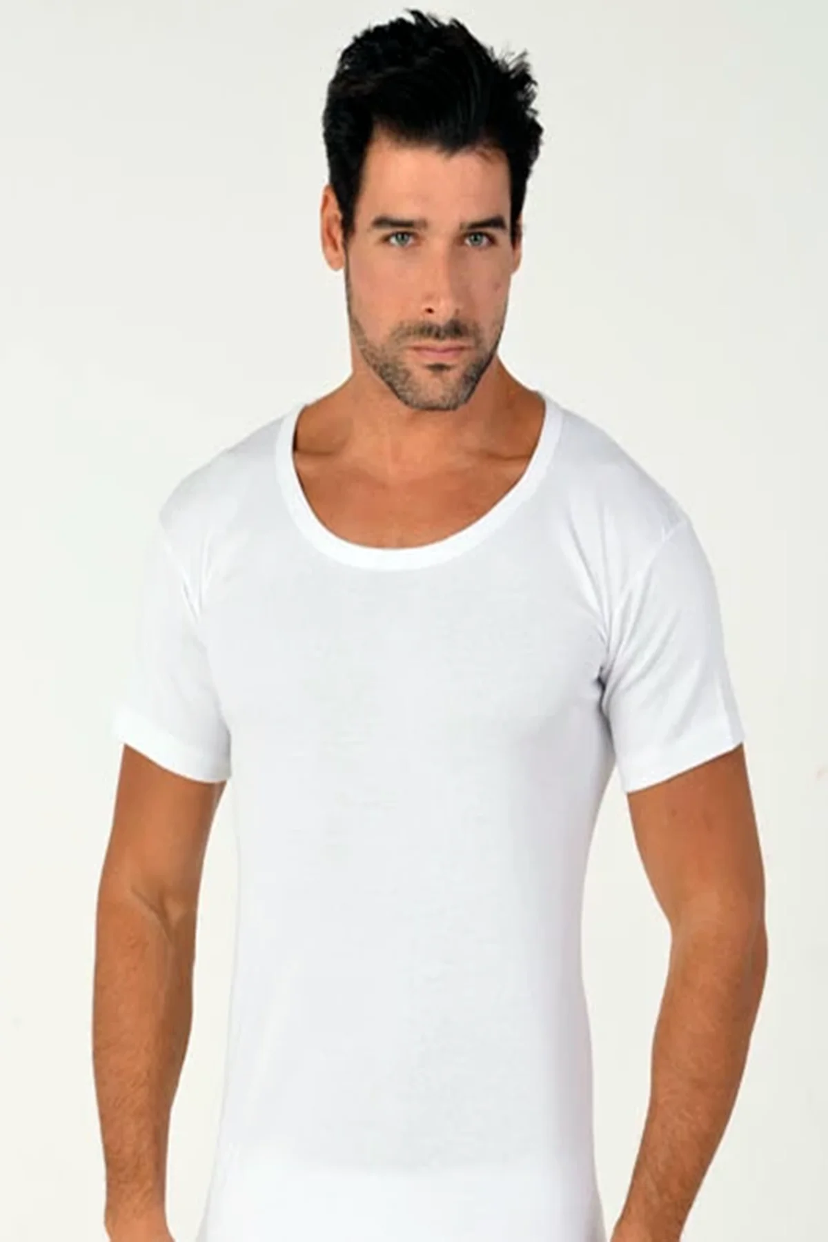 Men's short sleeve wide collar undershirt for men 100% cotton natural soft and durable fabric texture absorbs sweat