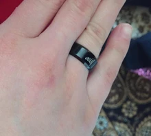 UZone 8MM musulmán negro anillo Alá los hombres y las mujeres Islam árabe dios mensaje anillo de acero inoxidable de Corán del Medio Oriente