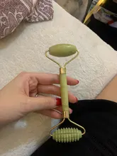 Rodillo masajeador Facial de piedra de Jade Natural, conjunto de rascador de Gua Sha verde, herramientas adelgazantes de belleza, 2 unidades