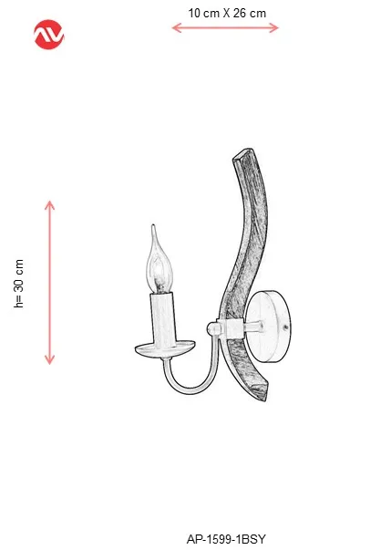 AVONNI AP-1599-1BSY черный окрашенный Настенный бра, E14, металл, Woode