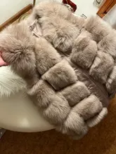 Vest Jacket Real-Fur-Coat Natural Winter Fashion Womens High-Quality Luxurious Fox-Fur