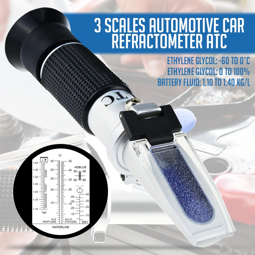 Automotive Refractometer, Ethylene glycol 600°C and 0100, Battery
