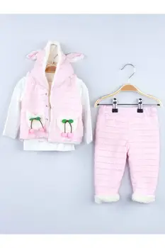 

Pink Winter Vest Baby Girl 3 PCs Set