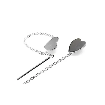

Sterling silver earrings 925mm female chain long bar smooth heart