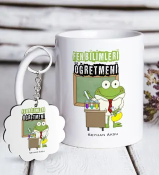 

Personalized Science Teacher White Mug and Keychain Gift Seti-2