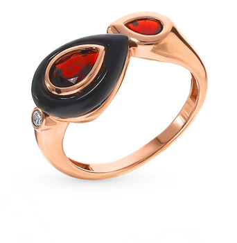 

Silver ring with cubic zirconia and Garnet sunlight sample 925
