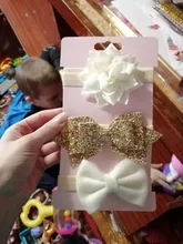 Accesorios de 3 unidades para niña pequeña, Diadema con lazo, diadema elástica para recién nacido, accesorios para fotos de cabello, regalo 2019
