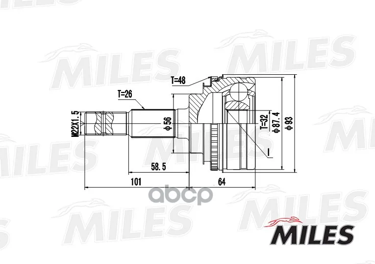 Шрус Toyota Camry Iii V10/Carina E T190 1.6-2.2 91-97 Нар. Abs Miles Ga20461 Miles арт. GA20461