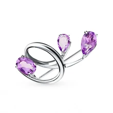 Серебряная брошь с аметистом SUNLIGHT проба 925