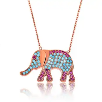 

KUTAYDAN 925 Sterling Silver Elephant Lady 'S Necklace