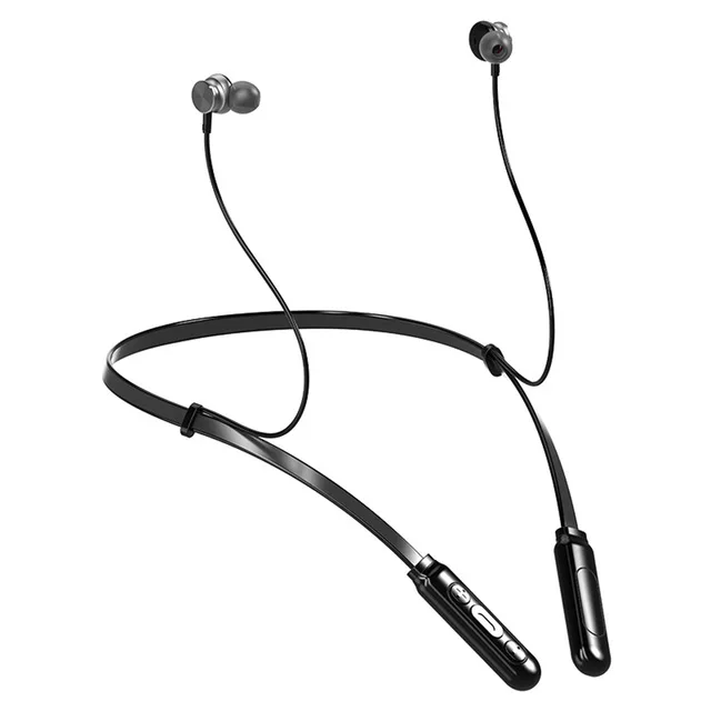 black Беспроводные наушники Bluetooth 5,0, 3D стерео гарнитура, спортивные наушники с шейным ободком, водонепроницаемые наушники-вкладыши с микрофоном для всех телефонов - Цвет: black